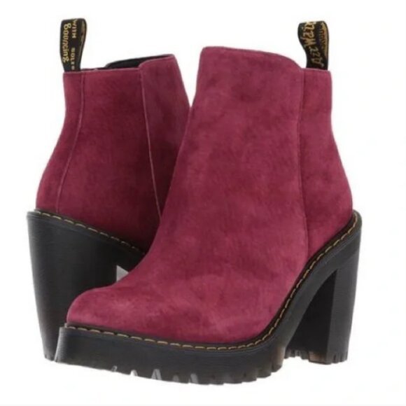 Dr Martens Magdalena Soft Buck Suede Boots in Wine - Picture 1 of 11